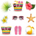 Beach summer elements set. Vector Royalty Free Stock Photo