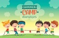 Vector Illustration Of Summer Camp Kids Royalty Free Stock Photo