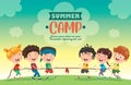 Vector Illustration Of Summer Camp Kids