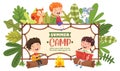 Vector Illustration Of Summer Camp Kids Royalty Free Stock Photo
