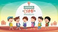 Vector Illustration Of Summer Camp Kids Royalty Free Stock Photo