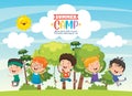 Vector Illustration Of Summer Camp Kids Royalty Free Stock Photo