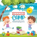 Vector Illustration Of Summer Camp Kids Royalty Free Stock Photo