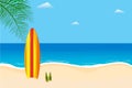 Vector illustration of a summer landscape. Sunny day on the sandy beach