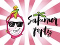 Vector illustration Summer party and dragon fruite