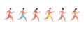 Vector illustration of summer people are running