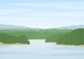 Vector illustration: Summer river landscape Royalty Free Stock Photo