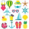 Vector illustration of summer symbols ans objects