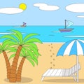 Vector illustration. Summer vacation on the beach.