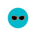 Vector illustration. Sunglasses isolated on blue round background. sunglasses icon sign