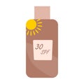 Vector illustration of sunscreen body balm with 30 spf.Sunscreen, sun protection for summer holidays