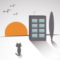 Vector illustration of sunset in flat stile for disign