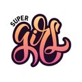 Vector illustration of Super Girl text Royalty Free Stock Photo