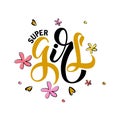 Vector illustration of Super Girl text Royalty Free Stock Photo