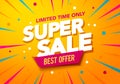 Vector illustration super sale banner template design, Big sales special offer. end of season party background Royalty Free Stock Photo