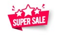 Vector illustration super sale label flag with star icon. Royalty Free Stock Photo