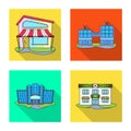 Vector design of supermarket and building logo. Set of supermarket and local stock vector illustration. Royalty Free Stock Photo