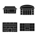 Vector illustration of supermarket and building icon. Set of supermarket and commercial stock symbol for web. Royalty Free Stock Photo