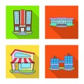 Vector illustration of supermarket and building symbol. Collection of supermarket and local vector icon for stock. Royalty Free Stock Photo