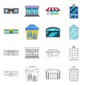 Vector design of supermarket and building icon. Collection of supermarket and local stock symbol for web. Royalty Free Stock Photo
