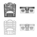 Vector illustration of supermarket and building symbol. Set of supermarket and local vector icon for stock. Royalty Free Stock Photo