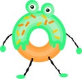 Vector Illustration of a Surprised Green Donut Monster