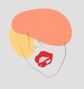 Vector illustration of a Surreal woman with red lips