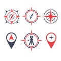 Vector illustration survey land logo icon with location compass and camera Royalty Free Stock Photo
