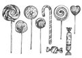 Variety sweet lollipops desserts set Royalty Free Stock Photo