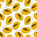 sweet fresh orange papaya fruit repeat seamless pattern doodle cartoon modern style wallpaper