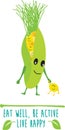 Cartoon sweetcorn character