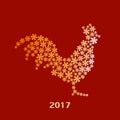 Vector illustration of symbol rooster the Chinese New Year 2017 with snowflakes