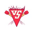 VS logo symbol. Vector illustration versus fight emblem with fire and red punches