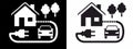 Vector illustration, Symbolic, house with electric car reload.