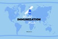Vector illustration of syringe and vaccine. World Immunization Week.