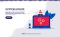 Vector illustration of system update & maintenance system concept with tiny people. Illustration for landing page, social media