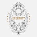 Deer dead and alive. Circlr of life. Eternity. Vector illustration Royalty Free Stock Photo