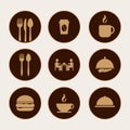 vector illustration of tablespoons, coffee cups, food menus for icons, symbols or logos for restaurants and cafes