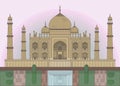 Vector illustration of taj mahal and garden