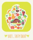 Vector illustration tasty diet.