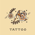 Tattoo Machine tattoo illustration drawn in old-school technique