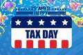 Vector illustration of Tax day design over background.United states flag Royalty Free Stock Photo