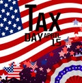 Vector illustration of Tax day design over background.United states flag Royalty Free Stock Photo