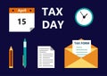 Vector illustration of the Tax Form, calculator and calendar. Tax form, a financial document for filing in flat style. Tax Day on