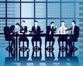 Vector illustration. Team meeting in business concept. Group of businessmen doing discussion communication of teamwork partnership Royalty Free Stock Photo