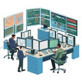 Vector illustration of a team of programmers working in a big data center AI Generated