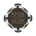 Vector illustration of team work concept emblem with four office