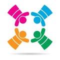 Team work four people colorful logo