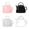 Vector design of teapot and tea symbol. Set of teapot and porcelain stock symbol for web.