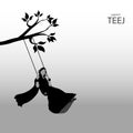 Vector Illustration of Teej Festival india. woman swinging on a tree